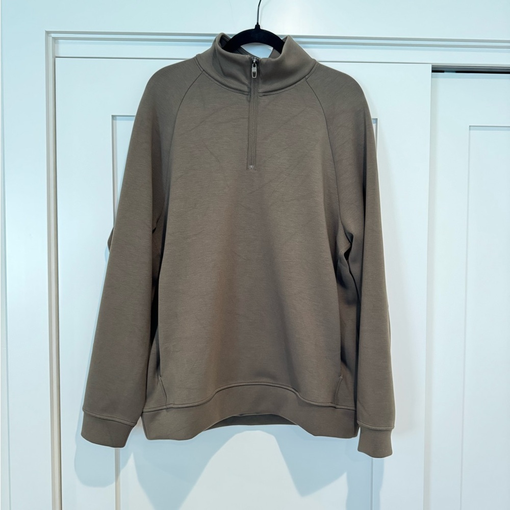 Lululemon Smooth Spacer Quarter Zip Size Large Khaki/Grey